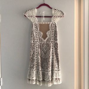 For Love and Lemons White Lace Open Back Dress